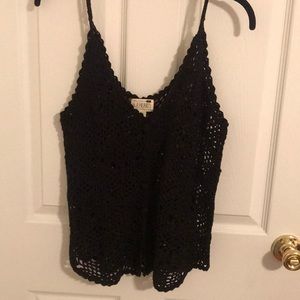 Black knit button up tank  top